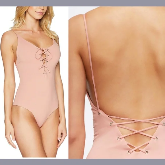 NWT TAVIK [ Medium ] Monahan Lace Up One Piece Swimsuit in‎ Rose Dawn